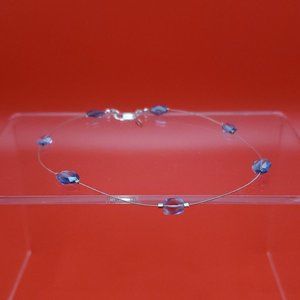 10 Inch 925 Sterling Silver Rough Faceted Tanzanite Stones Ankle Bracelet